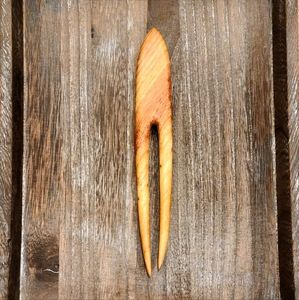 Canary wood hair fork, 8" long 5" useable length, hand carved hairstick